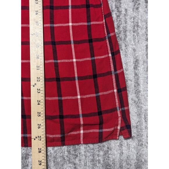 Duluth Trading Flannel Button Up Top Women XXL Red Plaid Long Sleeve Cotton Z14 - Picture 13 of 14